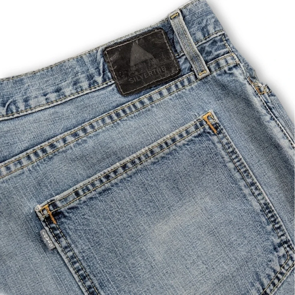 Vintage Y2K Levis‎ SilverTab Jeans Mens 42x31 Baggy Skater Light Wash Distressed